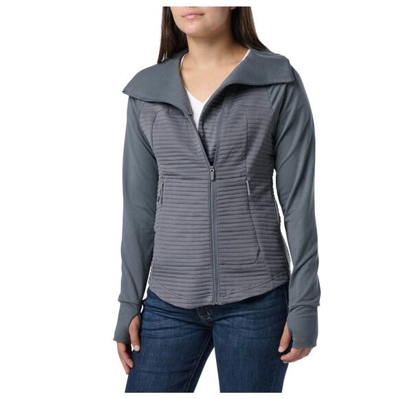5.11 Tactical Womens Medium Gray Crystal Hybrid Jacket Full Zip Pocket Thumbhole - Picture 2 of 15